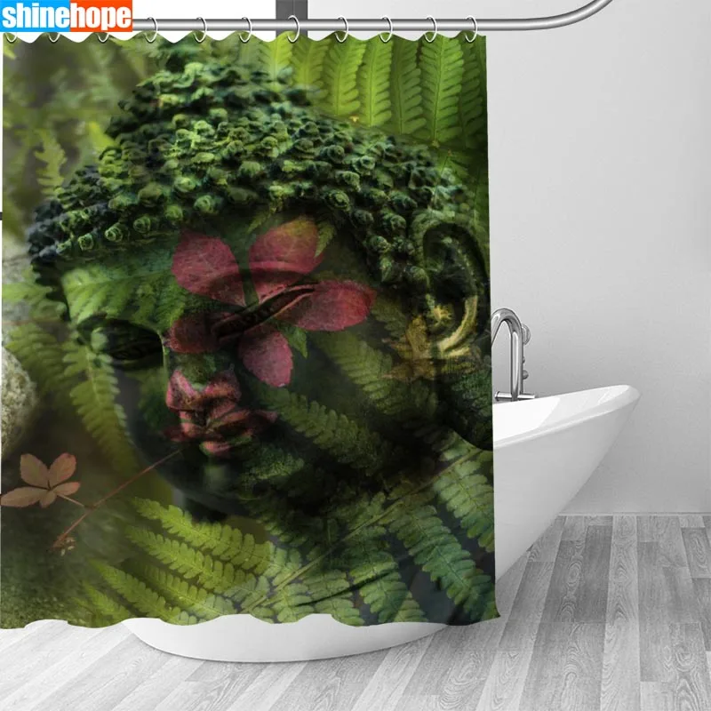 Shower Curtain 1 Индивидуальные Будда занавески для душа Водонепроницаемый полиэстер ткань 6 размеров высокое качество ванная комната занавески s - Цвет: Shower Curtain 1