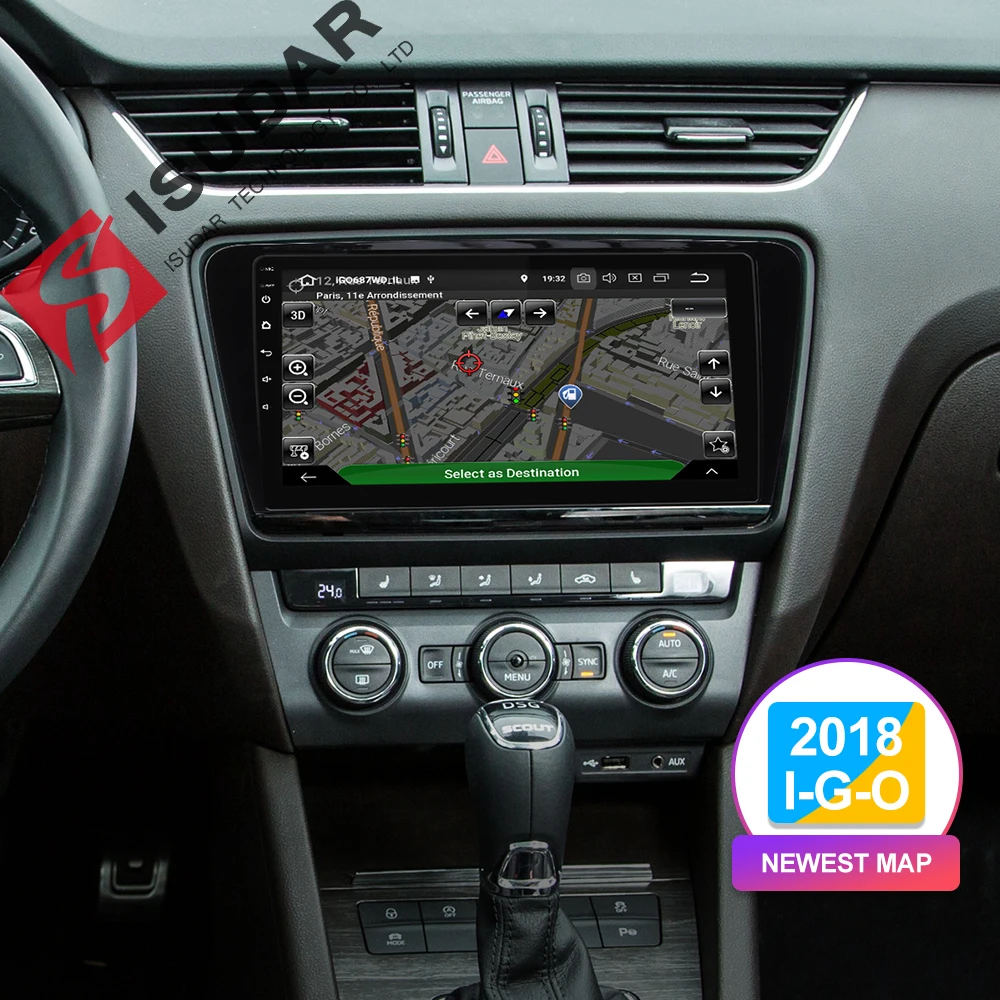 Isudar 2 Din Авто Радио Android 9 для Skoda/Octavia 2014-4 ядра оперативная память г Автомобильный