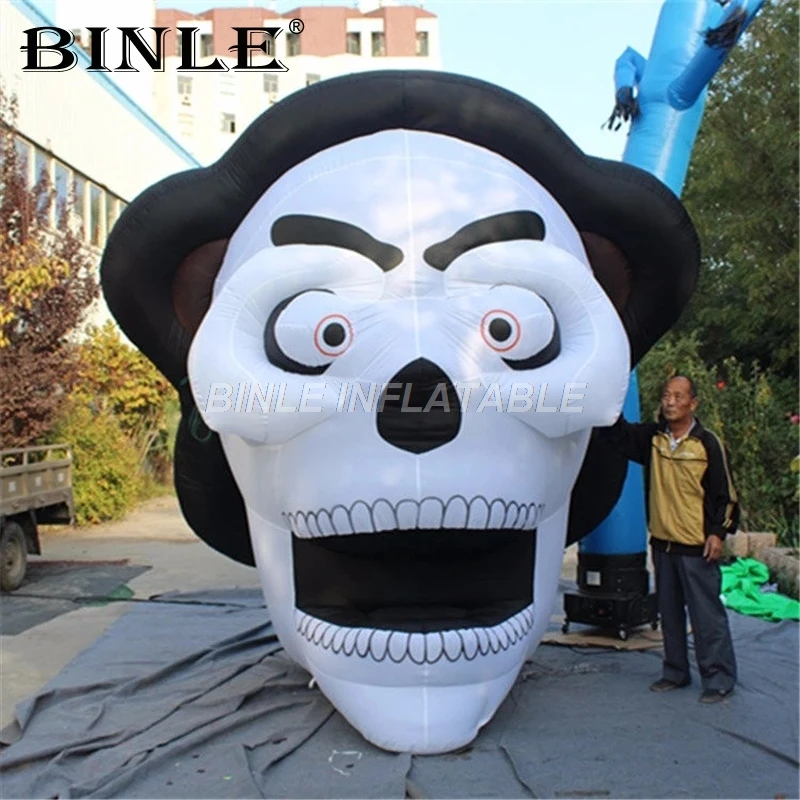 

Custom 4mH large outdoor airblowing inflatable skull head for Halloween party decoration