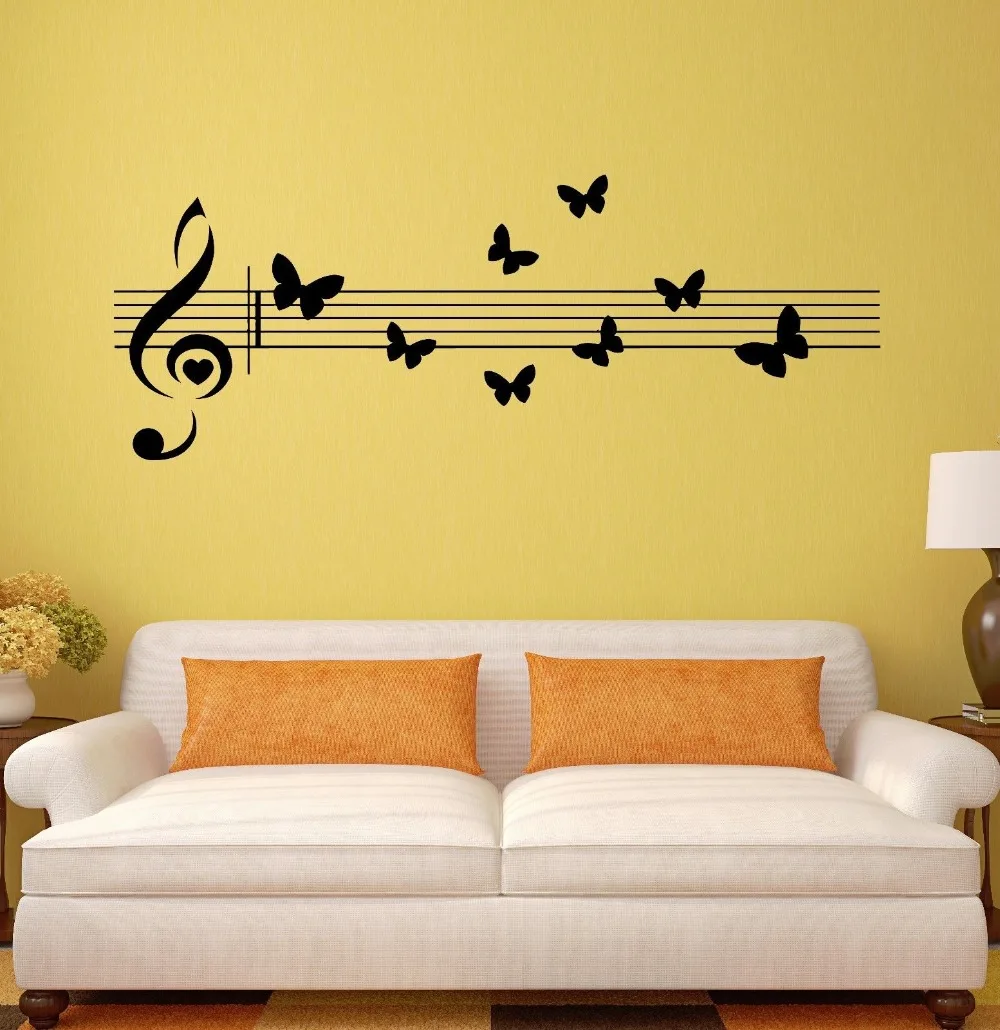 Настенная Наклейка с музыкальными нотами красивые бабочки крутая настенная