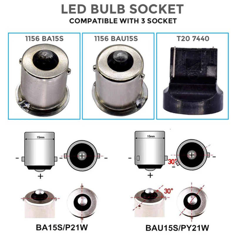 2 шт. BA15S BAU15S 1156 P21W S25 T20 W21W WY21W 7440 светильник дневные ходовые огни указатели
