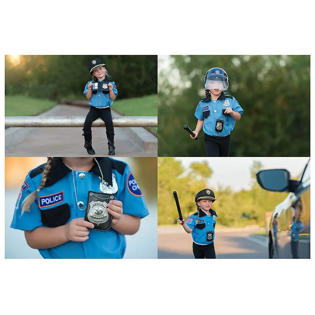 

Kids Pretend Play Toys Children Occupation Role Play America Police Special Badge With Chain And Belt Clip Toys For Boys Girls