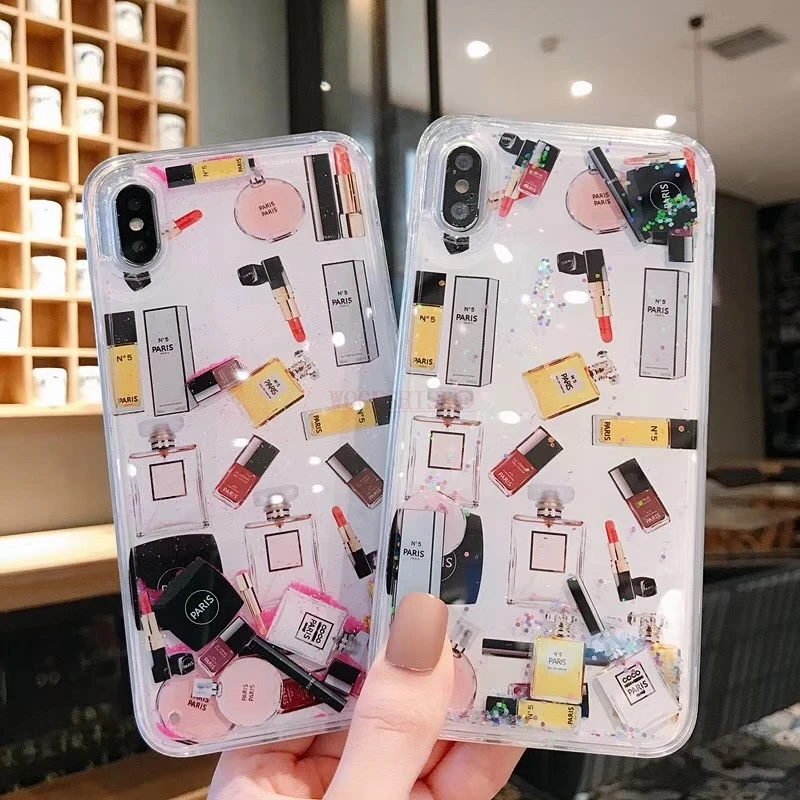 Косметический жидкий силиконовый чехол для воды для iPhone 8 Чехлы Парфюмированная помада чехол для полировки ногтей для iPhone X XS Max XR 7 8 Plus 6 6 S