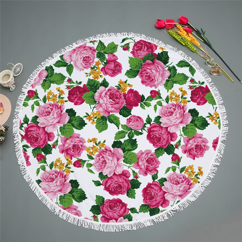 Casegrace красочные цветочные банные полотенца с кисточками Цветы Йога коврик Мягкая