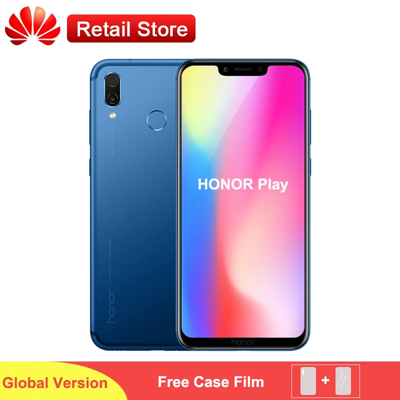 Глобальная версия смартфона Honor Play 4G 6 3 &quotKirin 970 Octa Core NPU Andorid 8 1 AI камера type C NFC 4 Гб 64