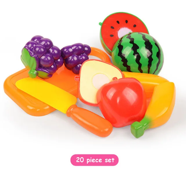 20pcs as picture 6/10/13/18pcs/20pcs/37pcs/set Housekeeping Toys education toys for baby color random surwish plastic fruit vegetables cut toys - Цвет: 20pcs as picture