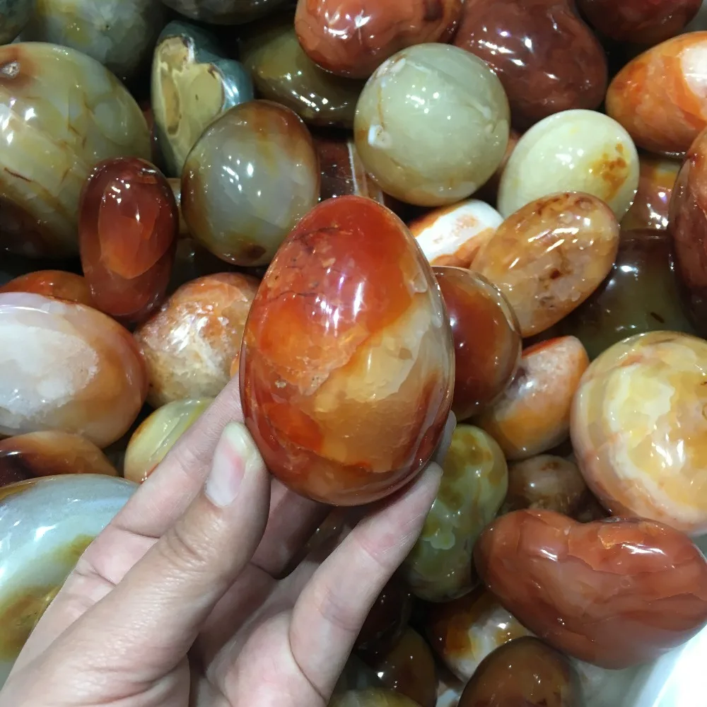 Natural Red Carnelian Geode Crystal Quartz Agate Egg Polished Specimen Stone | Дом и сад