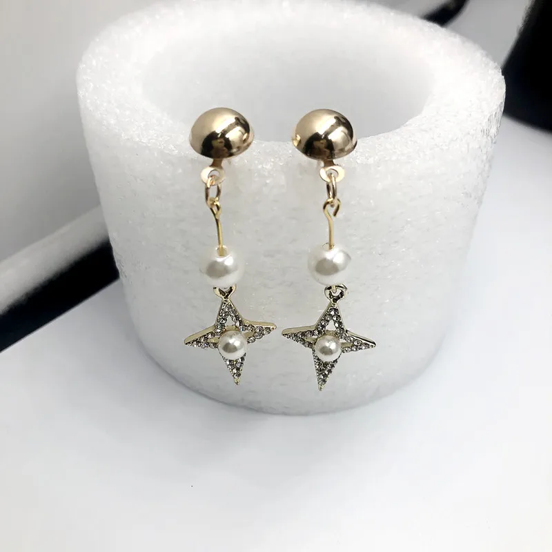 Женские длинные серьги со звездой Винтажные с имитацией жемчуга и кисточками