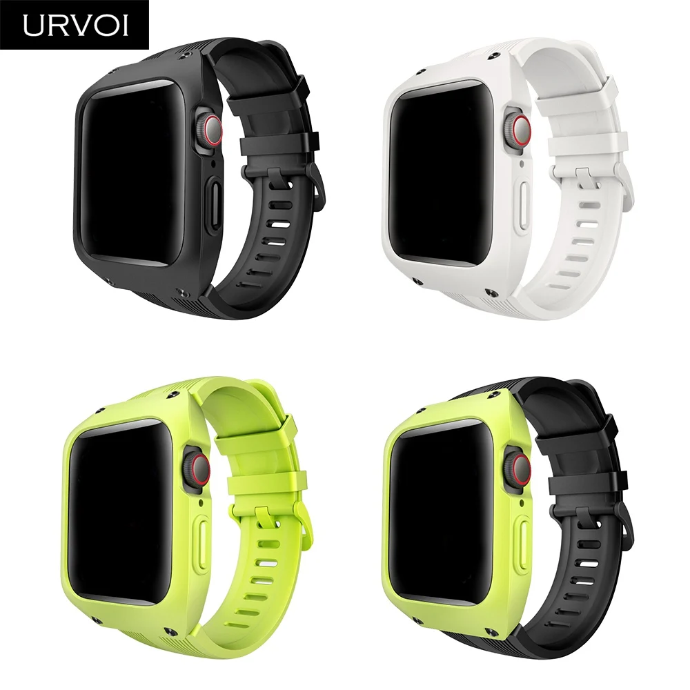 URVOI полная защита для Apple Watch series 5 4 Силиконовый ремешок iWatch водонепроницаемый