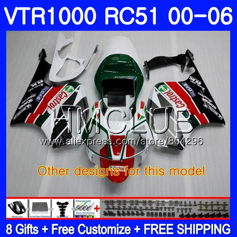 Синий красный обтекатель для HONDA VTR1000 2000 2001 2002 2003 2004 2005 2006 80HM. 5 RTV1000 VTR 1000 RC51 SP1 SP2 01 02 03