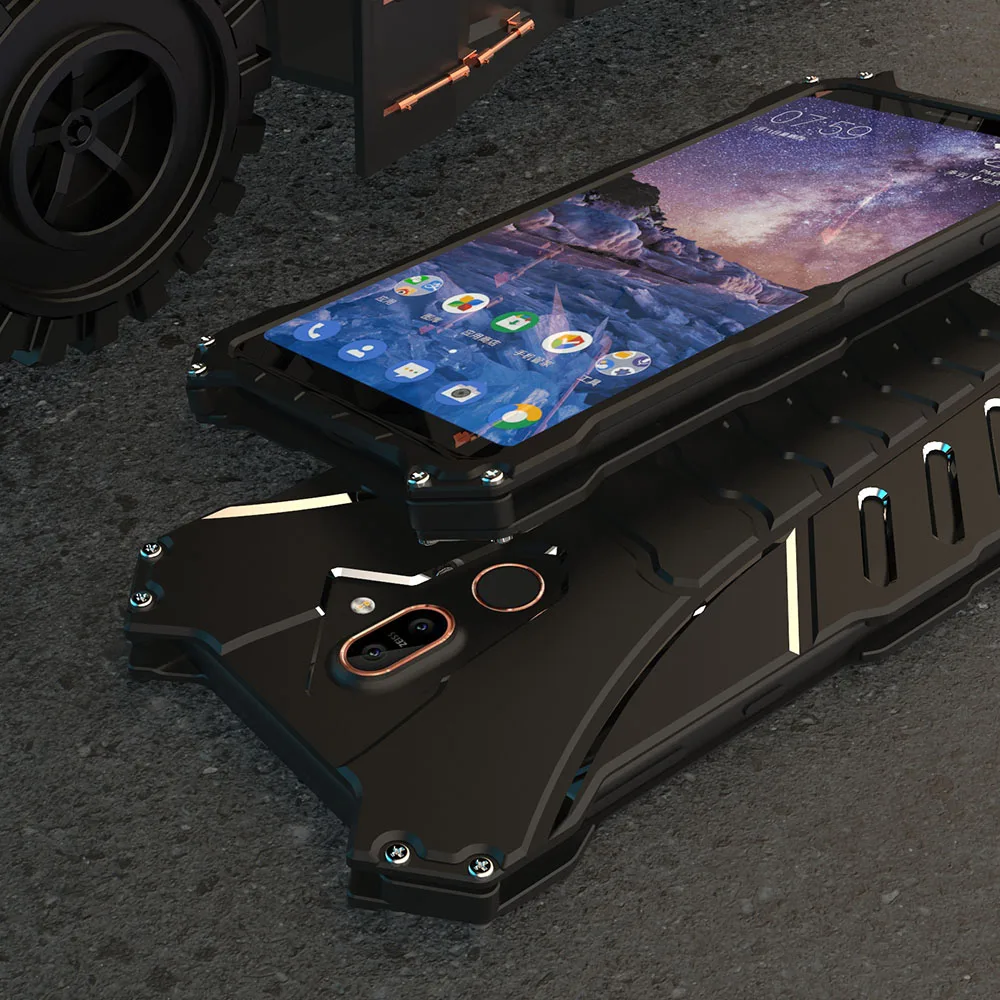 Металлический алюминиевый бампер для Nokia 7 Броня Бэтмен противоударный защитный