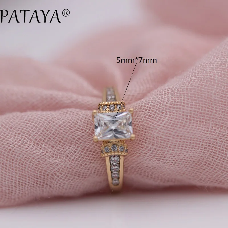 PATAYA, Новое поступление 585, серьги-капли из розового золота, кольца, наборы, белый квадрат, природный Цирконий, женские модные великолепные ювелирные изделия