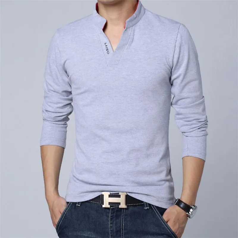 2018 Новая модная брендовая одежда для мужчин. Однотонная футболка с длинным