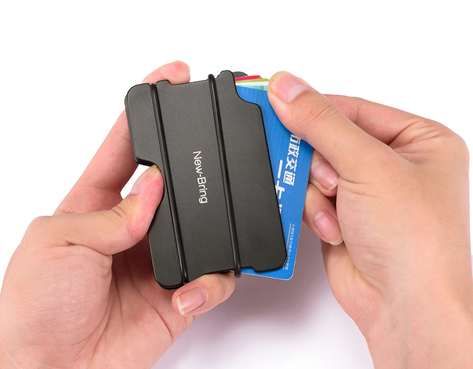 Newbring модная металлическая ID держатель кредитной карты черный карманный Box Визитные карточки бумажник с RFID Анти-главный кошелек Для мужчин