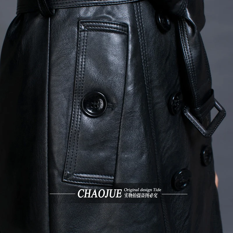 Кожаная одежда Тренч мужской тонкий костюм с воротником новинка весны и осени 2018