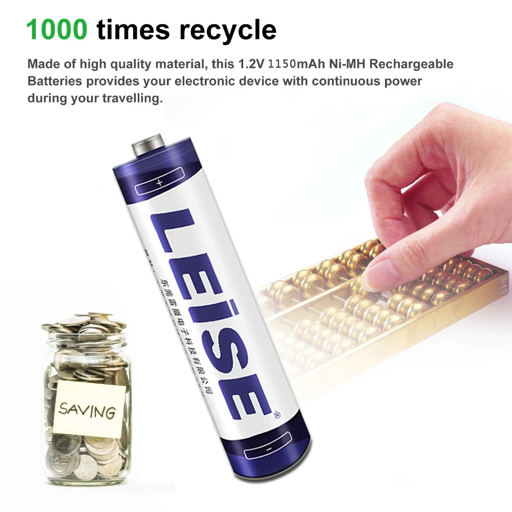Leise 16 шт AAA 1150mAh Ni-MH перезаряжаемая батарея 1,2 V 2A с чехол для батареи для игрушек часы Реальная Высокая емкость