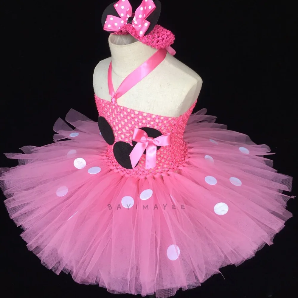 

Милое розовое платье-пачка с героями мультфильмов для девочек детское двухслойное платье из тюля «кроше» в белый горошек и цветочная повяз...