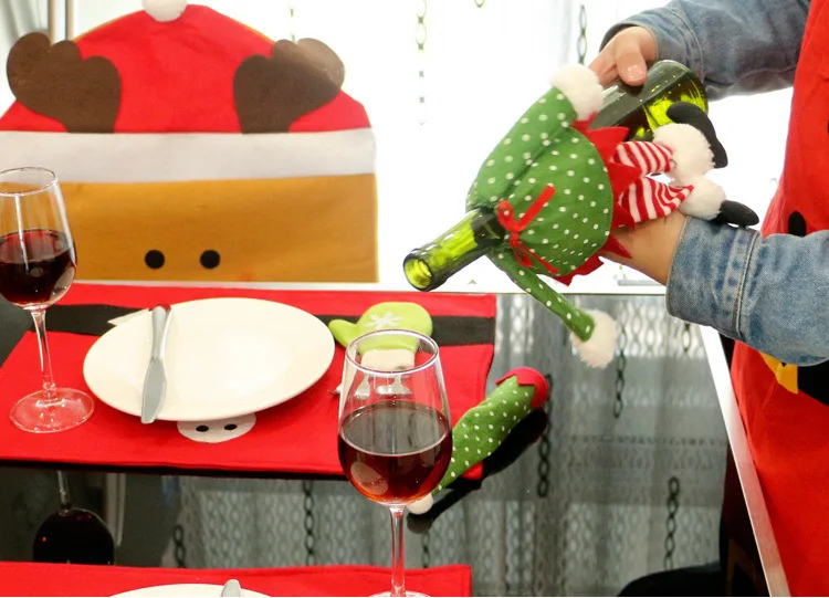 Рождество горошек полоса бутылки вина крышка обеденный стол держатель партии