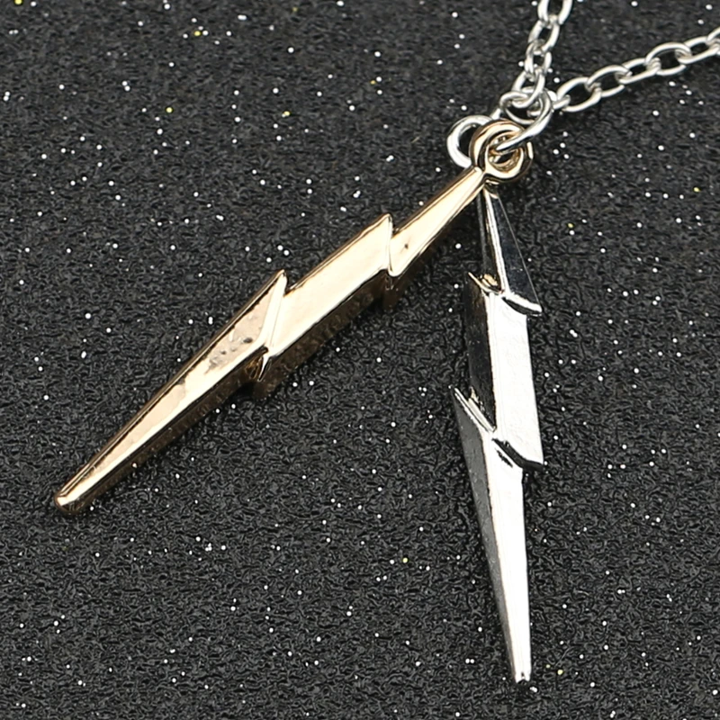 Флеш колье с логотипом Lightning Bolt Scar серебристая подвеска золотого цвета модные