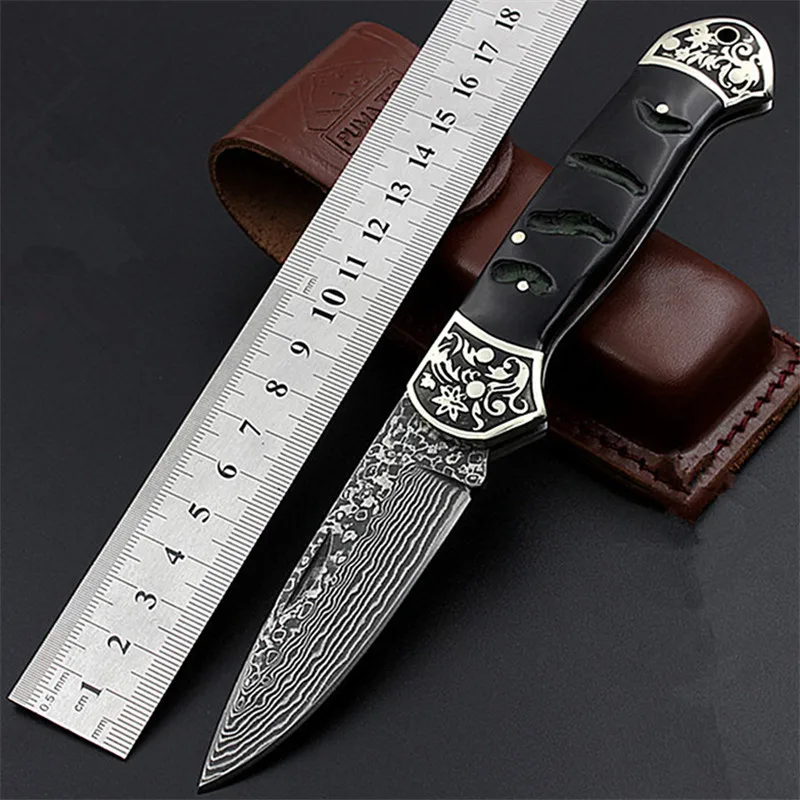 

2021 New Free Shipping Outdoor Damascus Tactical Folding Knife High Hardness Survival Gift Collection Small Knives EDC Tools