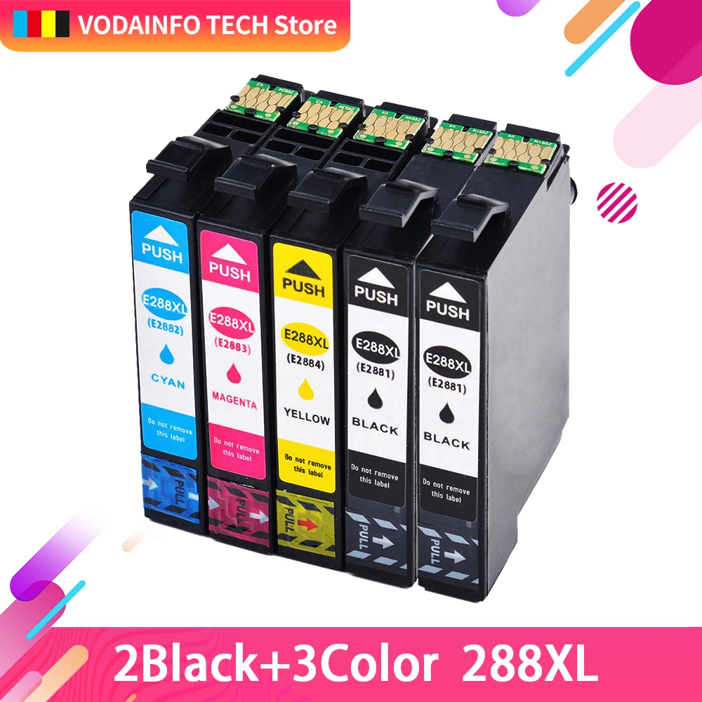 

QSYRAINBOW 5 шт. 288 T288XL чернильный картридж для Epson Бытовая фотография, фотография, фотография маленького размера в одном принтере
