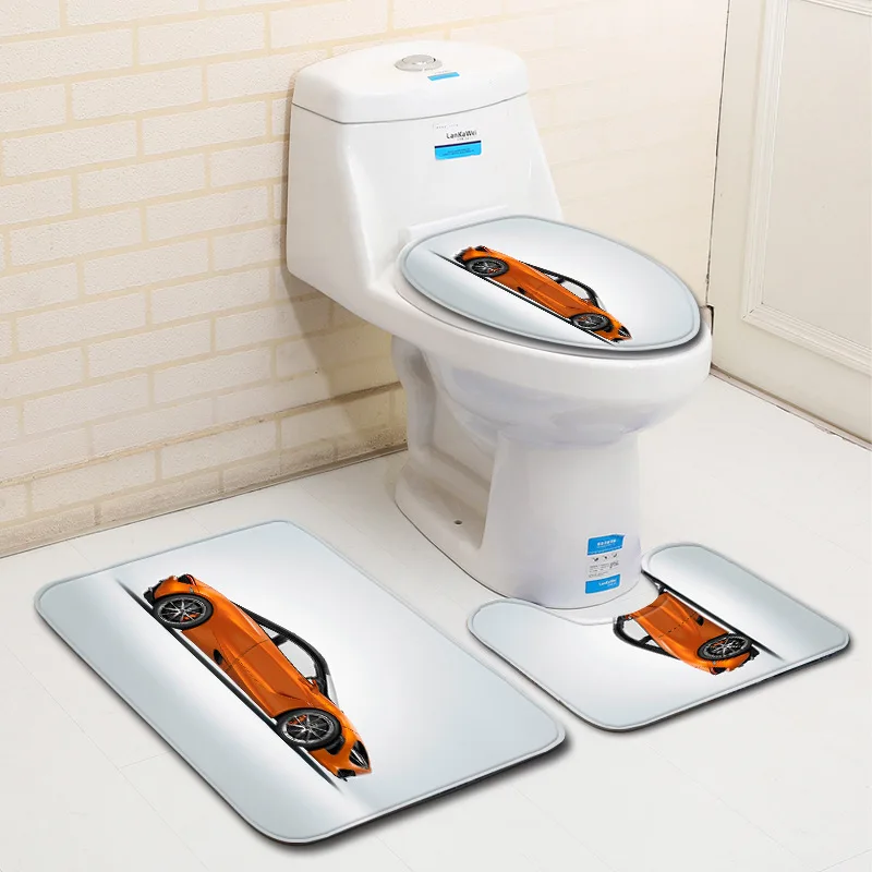 Бесплатная доставка 3 шт. красный гоночный автомобиль Banyo ванная комната ковер