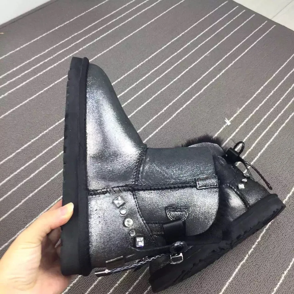 Кристаллы женщины снегоступы кашемир теплую обувь чтобы помочь низким боути