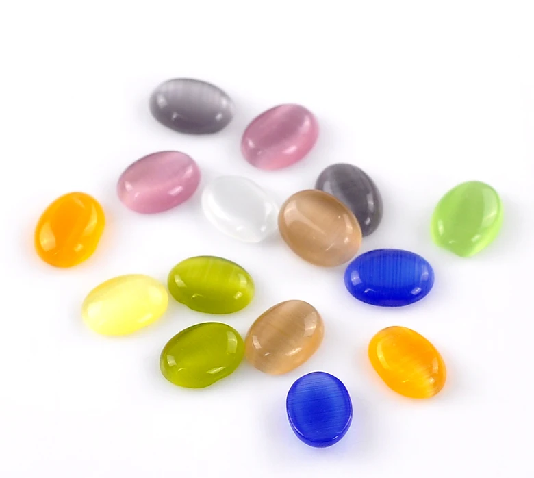 100 шт. смешанный стеклянный кабошон кошачий глаз овальные купольные Кабошоны