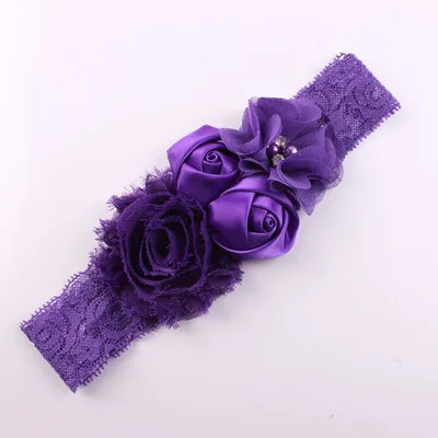 Dark Purple Ideacherry/кружевная Детская повязка на голову; шикарная кружевная Цветочная повязка принцессы для девочек; головной убор для новорожденных; головной убор с бантом для малышей; аксессуары для волос - Цвет: Dark Purple