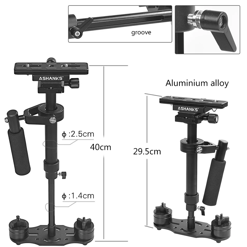 Стабилизатор S60 Загрузка 3 5 кг 60 см Алюминиевый стабилизатор Mini Handheld Stabilizer DSLR