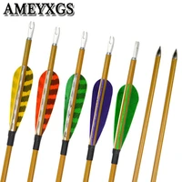 6pcs 31 archery carbon arrows spine 900 pure carbon arrows with natural feather for bow outdoor targeting shooting accessories