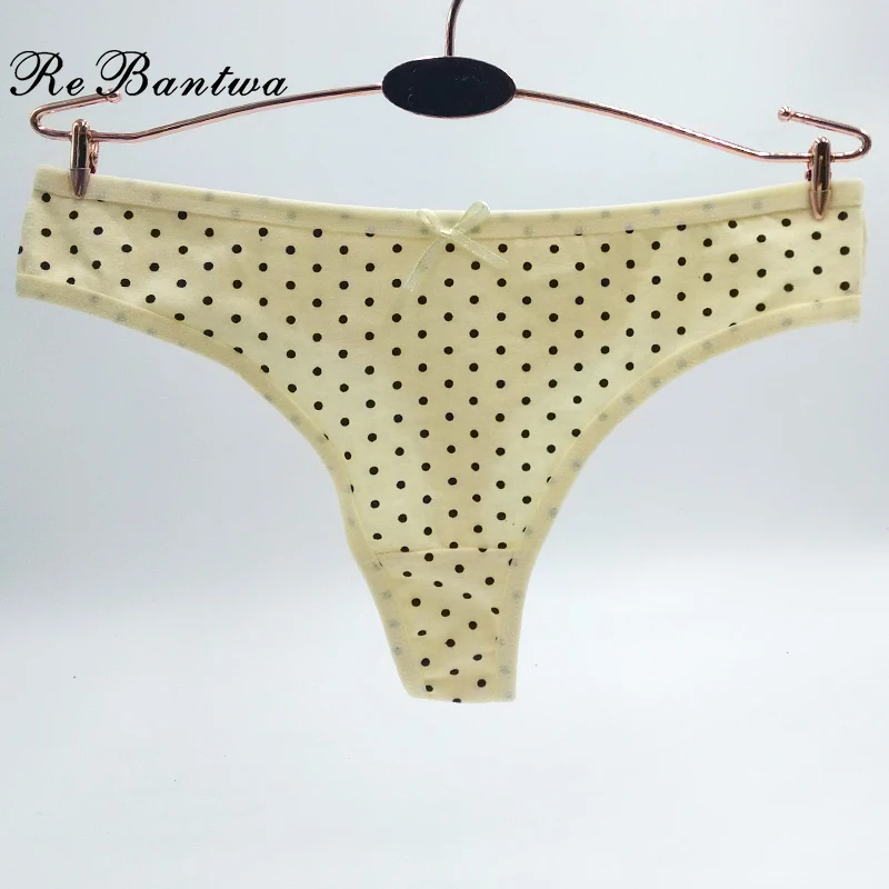 Rebantwa 5pcs Women Dot Sexy Bikini Panties Lot Cute G string Cotton Tanga Ladies Cheap Calcinha Stretch |