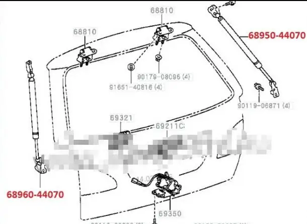 Гидравлический стержень багажника для пикника Toyota IPSUM|Крепежные бруски| |