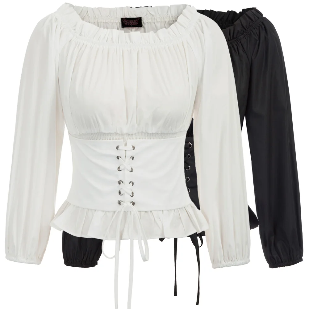 Панк рейв женский топ в цыганском стиле винтаж на шнуровке Готический стимпанк VTG