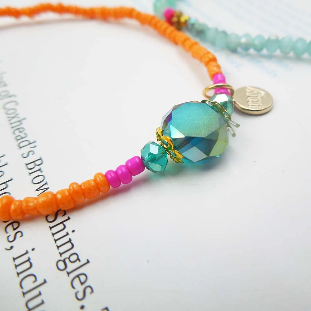 2016 богемное натуральных камней цветные бусины Упругие кисточкой браслет манжеты