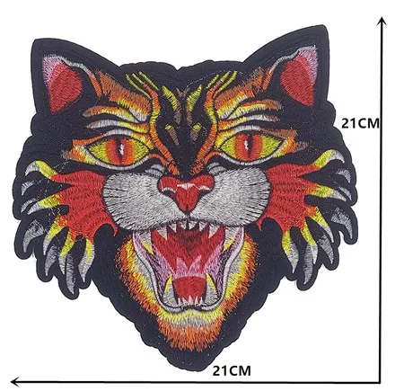Color tiger Новинка! Большой вышитый патч с железом на желтом тигре, голова живой тигр, леопард, змеиный кобр хорошо подходит для моторной куртки мода - Цвет: Color tiger