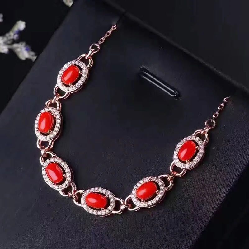 Классический браслет с драгоценными камнями 6 шт. из натурального кораллового