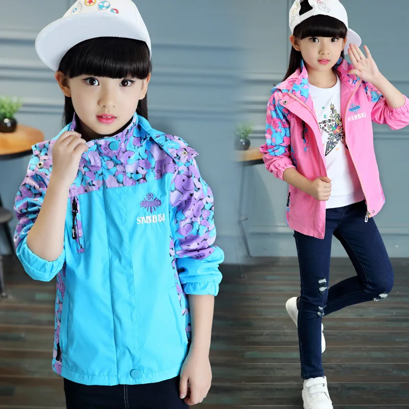 

kids windbreaker jacket hooded girls coats and jackets spring 2020 big girl coat teenager girls clothes for children outerwear