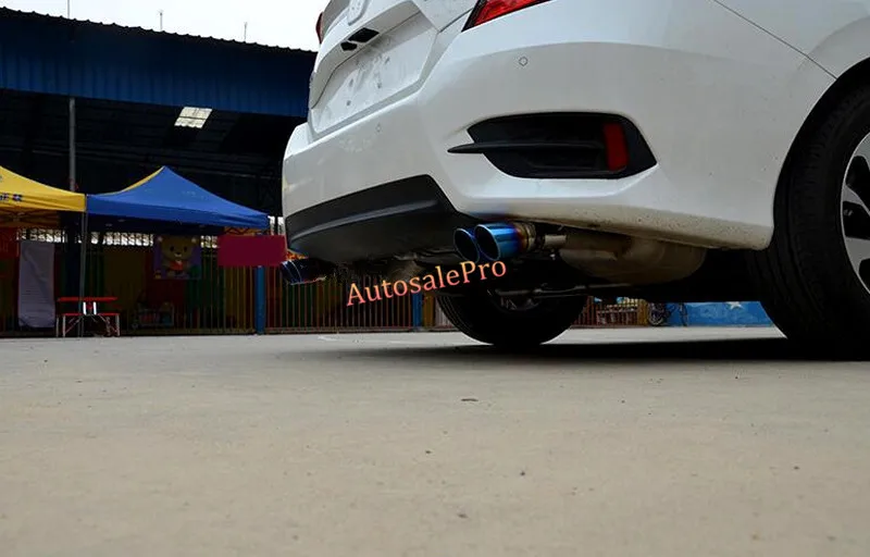 Для Honda Civic 10th седан 2016 2017 нержавеющая красочный синий хвост выхлопной трубы