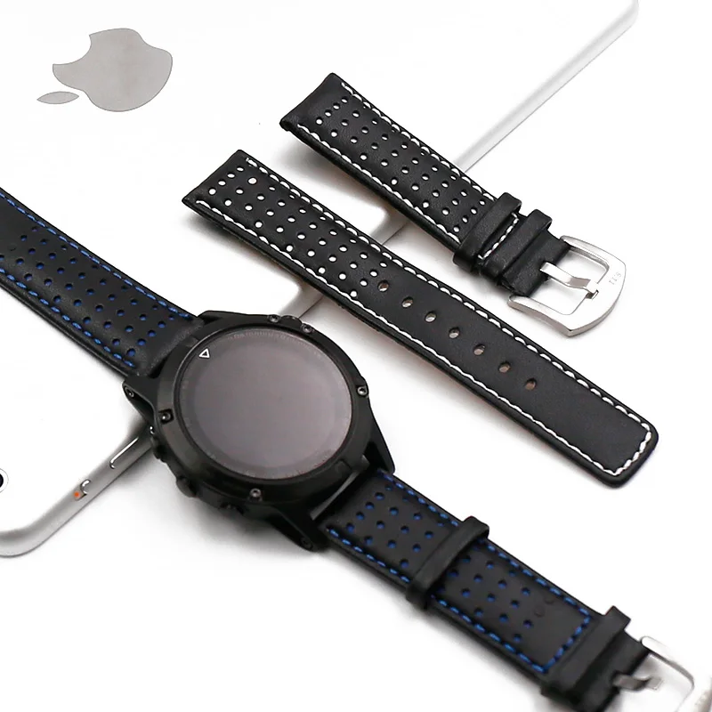 Leather strap men's watch accessories pin buckle 22mm24mm outdoor sports waterproof sweat-proof leather strap women watch band