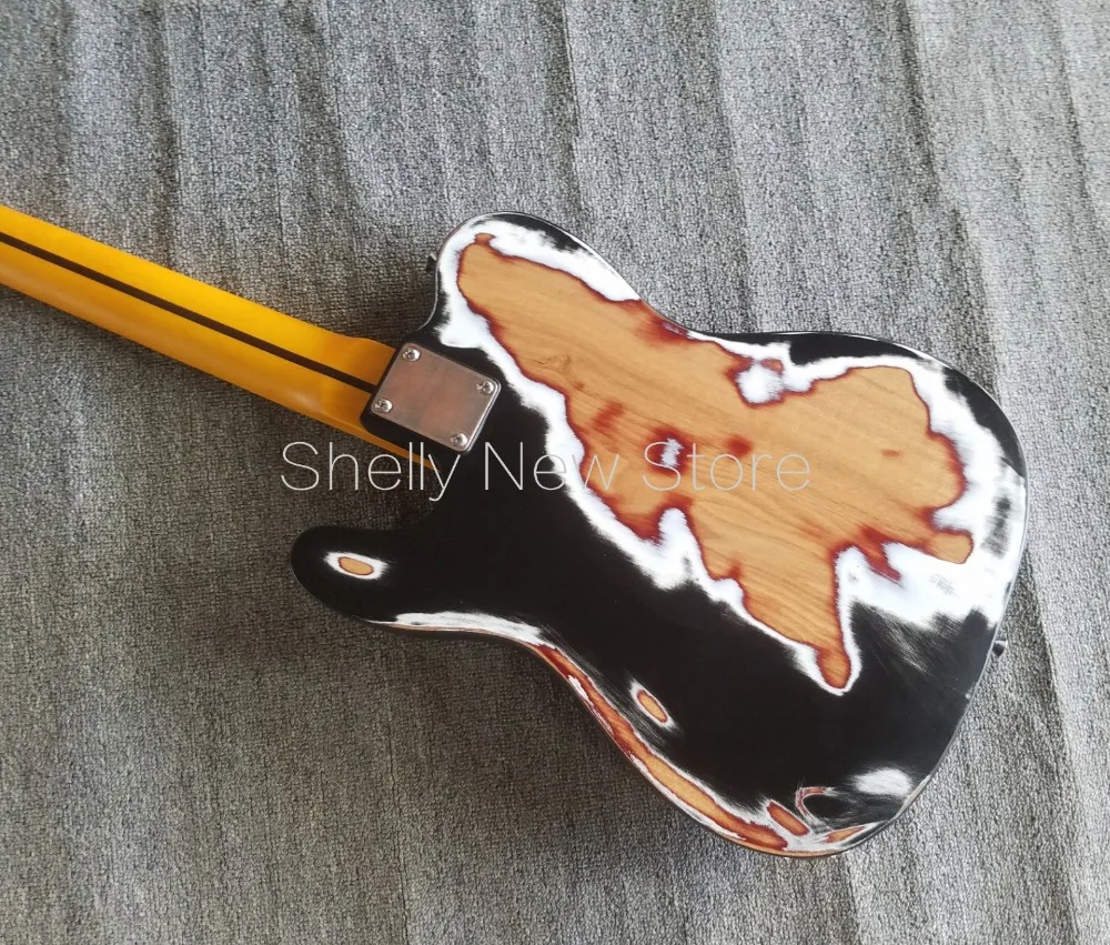 Shelly, магазин, заводская, на заказ, черный TL Ash body, бас, используется в винтажном стиле, relic, выцветший, 4 струны, Реверсивный головной убор, электрическая бас-гитара
