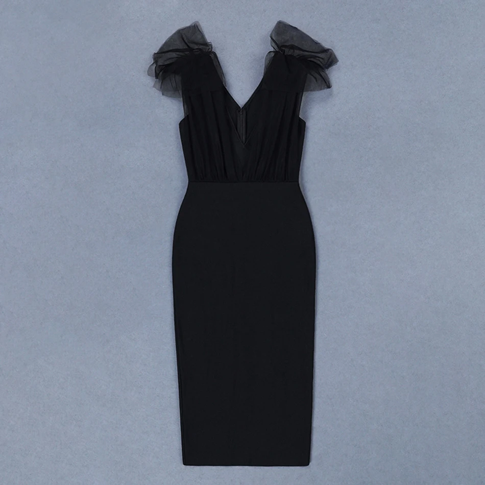 Платье-повязка до колена с рукавами-лепестками сзади женское платье-футляр