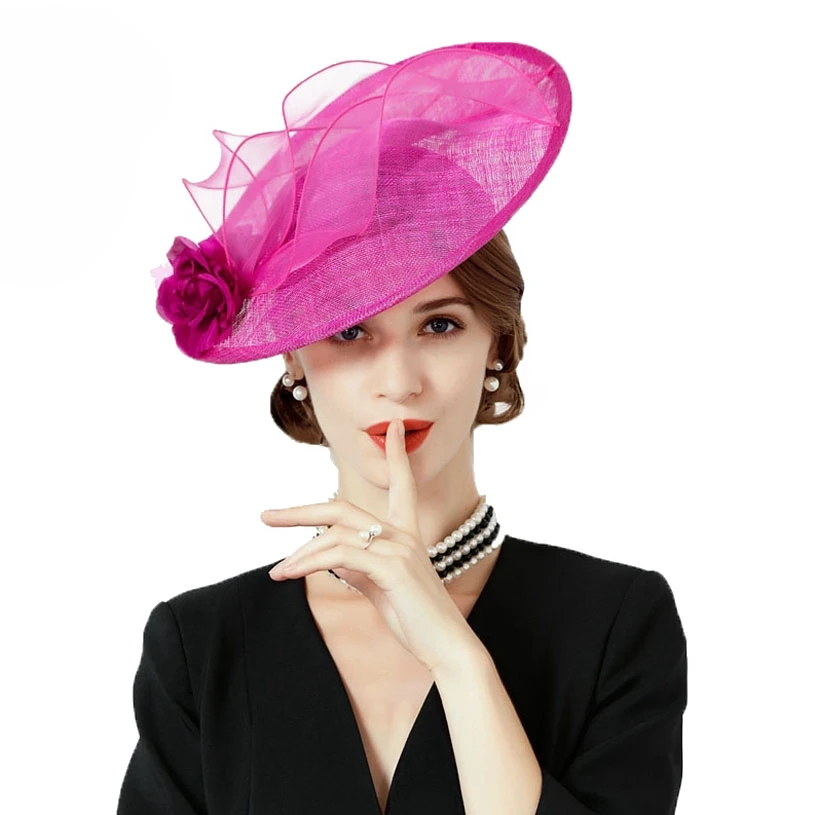 Шляпа в британском стиле женская официальная Федора с розами летняя Вуалетка