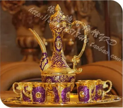 8 шт./компл. Редкие антикварные золотые + фиолетовые металлические винные кувшин