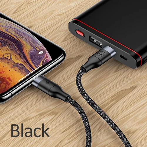 USAMS USB C кабель для iPhone X XS XR 18 Вт PD Быстрая зарядка usb type C кабель для зарядки данных для Macbook USB шнур - Цвет: Black
