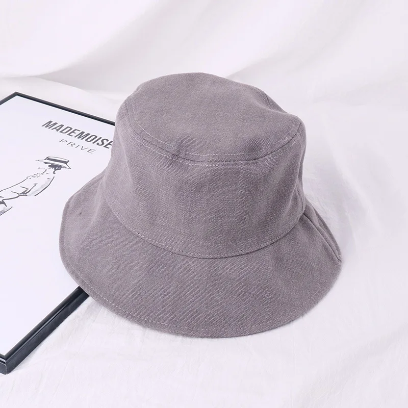 grey Candy Color Bucket Hat Women Fishing Men Bucket Hat Spring Summer Bob Hip Hop Caps Gorros Unisex Cotton Sun Flat Caps - Color: grey