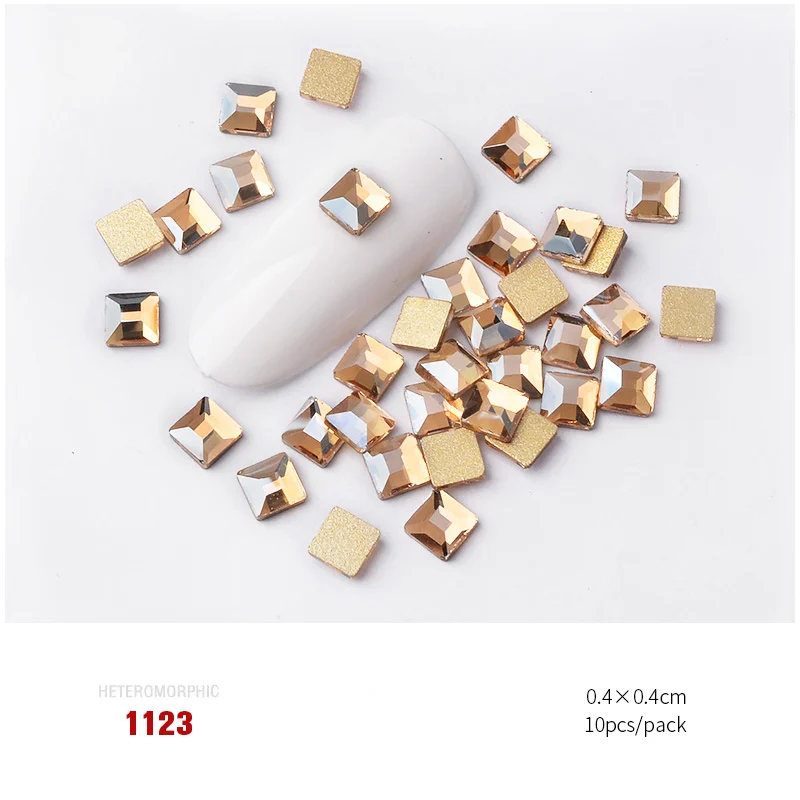 1123 Новинка, 10 шт., квадратный хрустальный 3d-украшения для ногтей, 4 мм* 4 мм, очаровательные блестящие украшения со стразами, сделай сам, маникюрный дизайн, аксессуар - Цвет: 1123