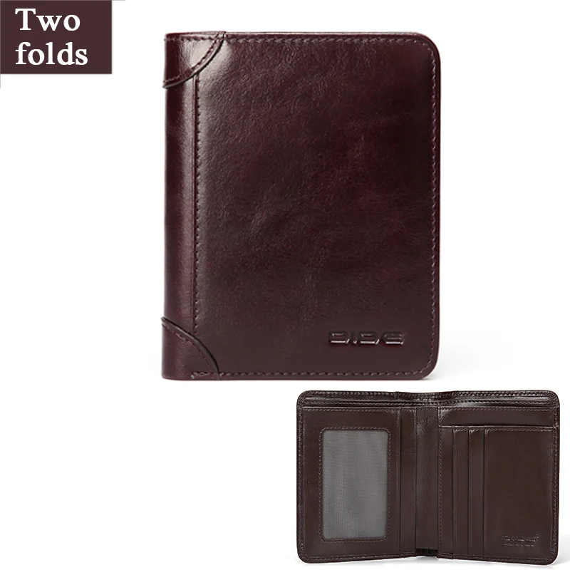Two fold brown DIDE, брендовые кошельки из натуральной кожи, мужские винтажные короткие дизайнерские кошельки, мужские и женские, подарок, ID, кредитный держатель для карт, тонкий кошелек wo для мужчин - Цвет: Two fold brown