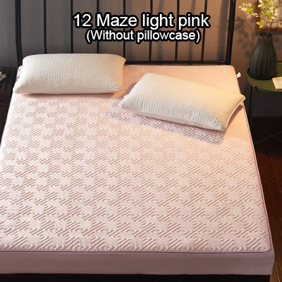 12-Maze-pink Матрас защитный чехол для кровати мочалка анти-клещи шлифовальная ткань кровать матрас покрытие коврик протектор sueding мягкая Нескользящая кровать - Цвет: 12-Maze-pink