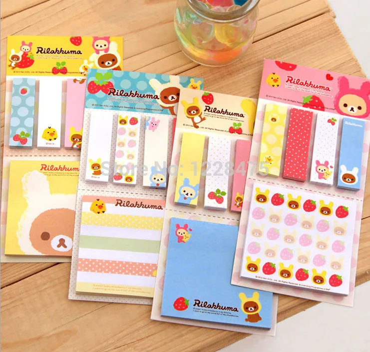 

2pack/lot cartoon rilakkuma styles Notepad sticky note Memo Removeable paper Novelty stationery office supplies School